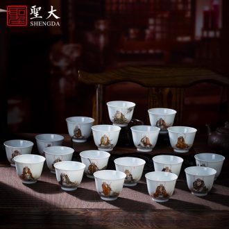 The big ceramic curios Hand draw heavy pastel raise chart master cup of jingdezhen tea service kung fu tea cups