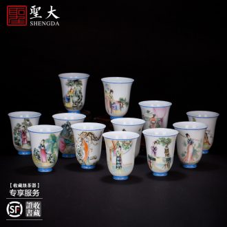 Kung fu ceramic teapot hand-painted hoard of green space around flowers butterfly little teapot all hand colored enamel of jingdezhen tea service