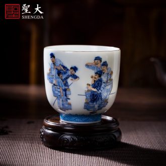The big ceramic curios Hand-painted color ink paint in the front round body cup master cup all hand kung fu tea cups