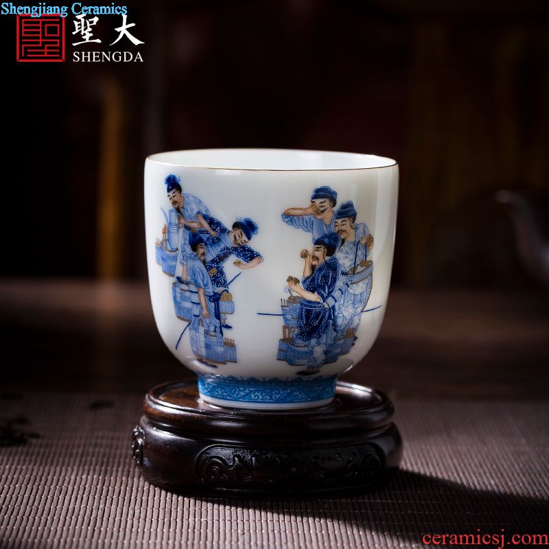 The big ceramic curios Hand-painted color ink paint in the front round body cup master cup all hand kung fu tea cups