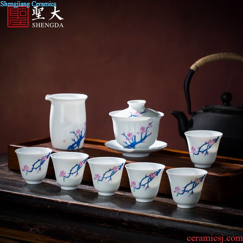 Holy big ceramic tea pot hand-painted storage POTS manual jingdezhen blue and white color bucket lotus kung fu tea accessories