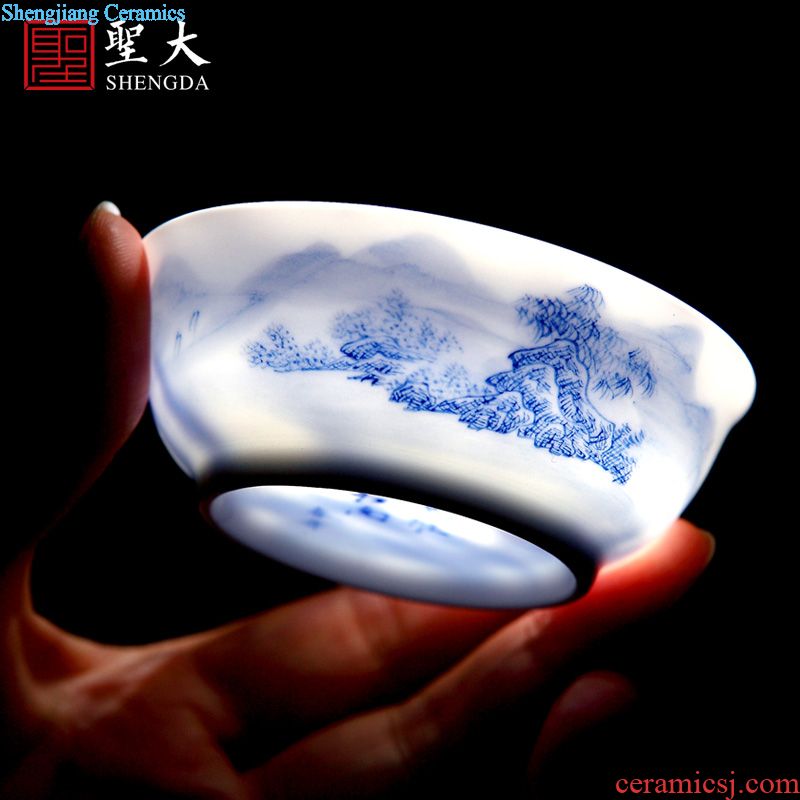 Holy big ceramic pot bearing new color landscape dry bubble tea tray hand-painted plate saucer all hand fittings of jingdezhen tea service