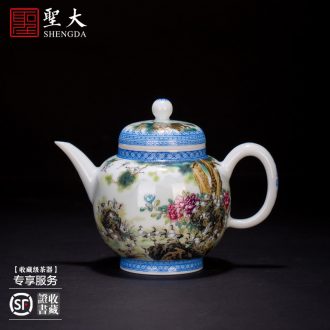 SAN ji blue paint all hand three tureen large cups Jingdezhen ceramic kung fu tea tea bowl