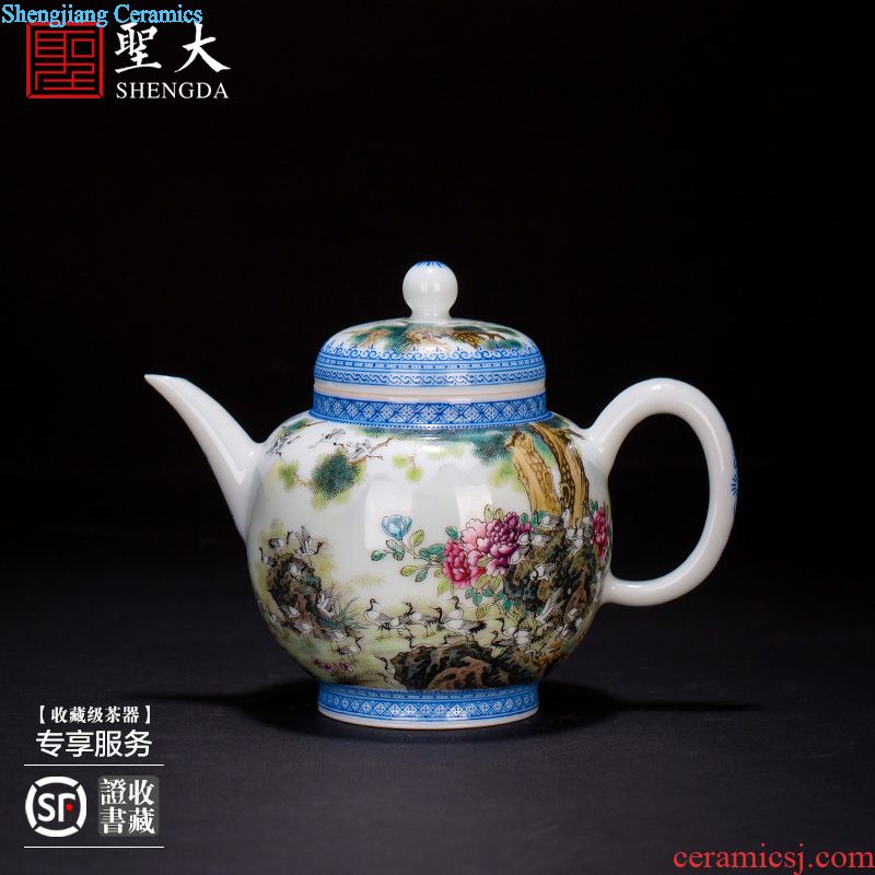 SAN ji blue paint all hand three tureen large cups Jingdezhen ceramic kung fu tea tea bowl