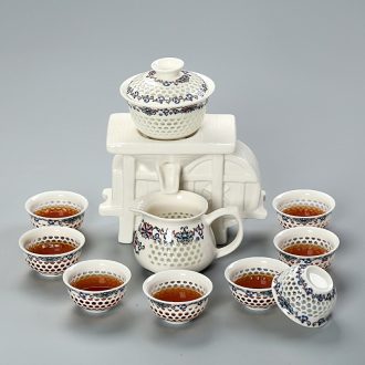 Is young, a complete set of longquan celadon ceramic kung fu tea tea set teapot carp tea cup with tea