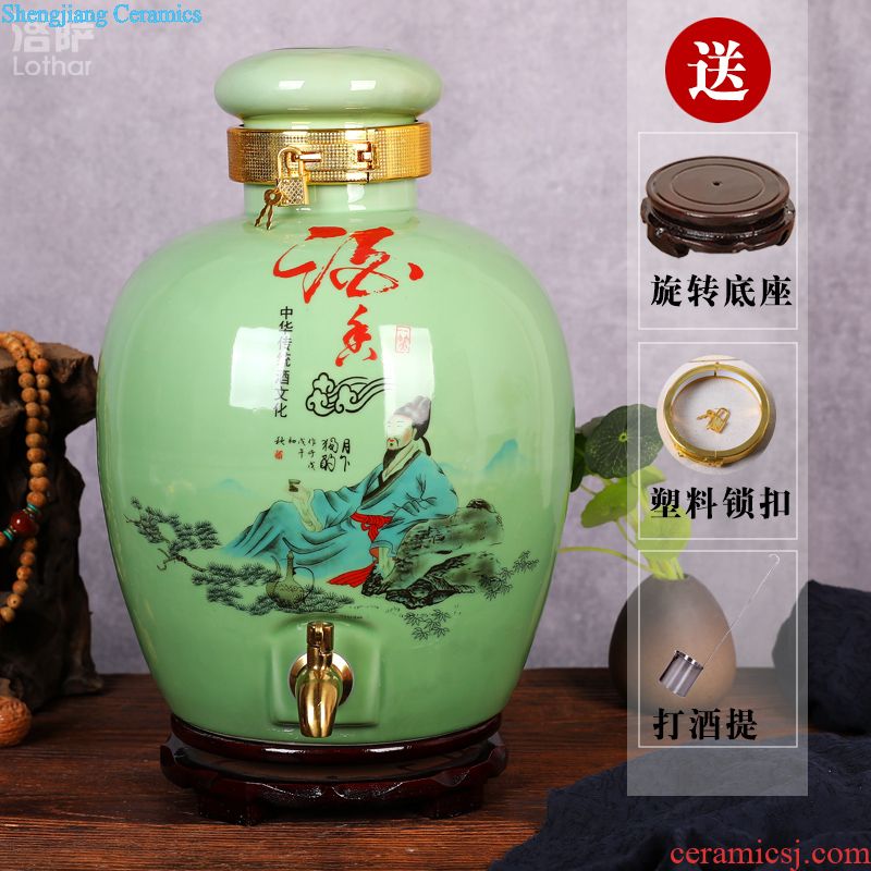 Jingdezhen ceramic barrel storage tank tea cake oil cylinder tank 20 jins of 50 kg of flour ricer box moistureproof bacon cylinder altar