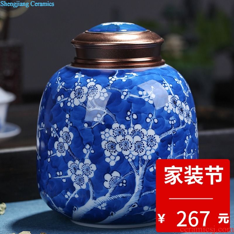 Jingdezhen ceramic tea cake tea gift box packaging household tea pot seal pot storage tank