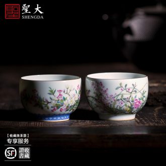 Blue and white point work around Santa teacups hand-painted ceramic kung fu lotus flower grain tea light cup single cup of jingdezhen tea service master