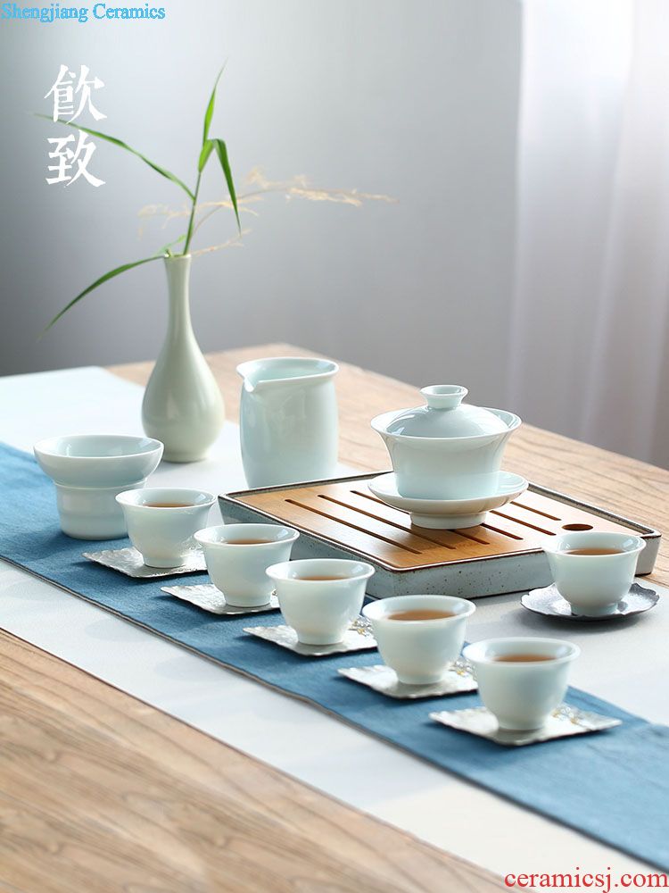 Drink to employ Japanese contracted cover kiln ceramic handmade pot cover set recommended cover tea accessories