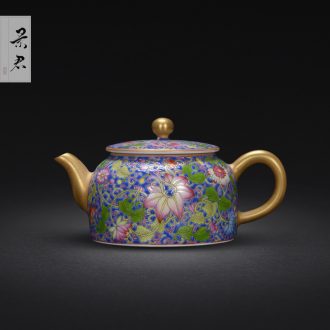 JingJun hand-painted ji blue colored enamel kung fu tea teapot jingdezhen pure manual color glaze ceramics little teapot