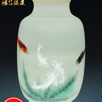 Jingdezhen ceramics vase furnishing articles imitation qing qianlong powder paint filled with medallion flower poem lines bottles of household decoration
