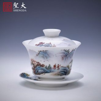 Santa teacups hand-painted ceramic kungfu pastel peach garden master sample tea cup cup pure manual of jingdezhen tea service