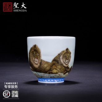 Holy big three to tureen teacups hand-painted ceramic colored enamel edging, poetic tureen bowl of jingdezhen tea service