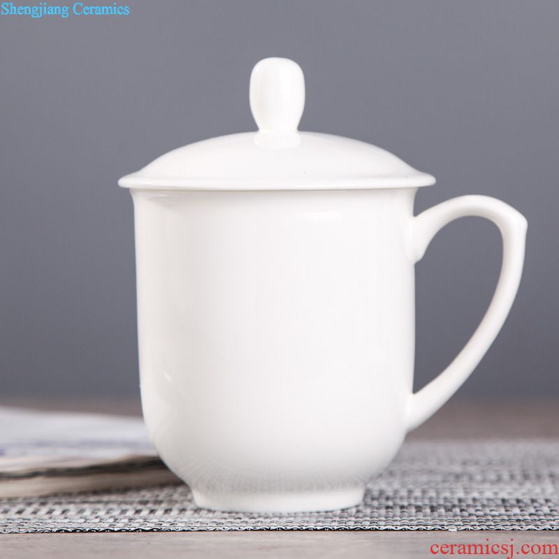 Jingdezhen ceramic cup with cover bone China large ceramic cups water glass cup gift cup custom office meeting