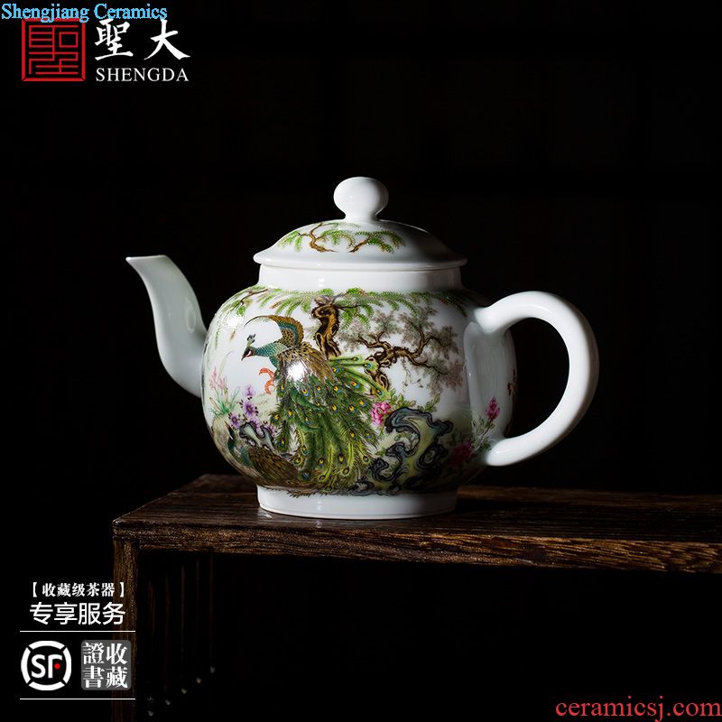 Holy big teapot hand-painted ceramic kung fu finches poetic spherical filtering teapot manual jingdezhen blue and white spirit tea sets