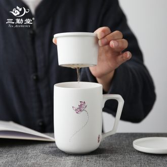 Three frequently little teapot Jingdezhen ceramic film blue filter flower pot mini home office kung fu tea set