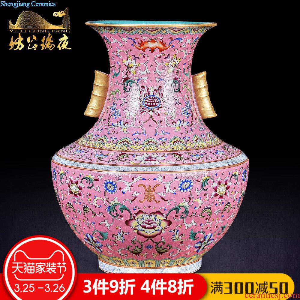 Jingdezhen ceramics famous blue and white youligong yu le hand-painted figure vase home sitting room adornment is placed