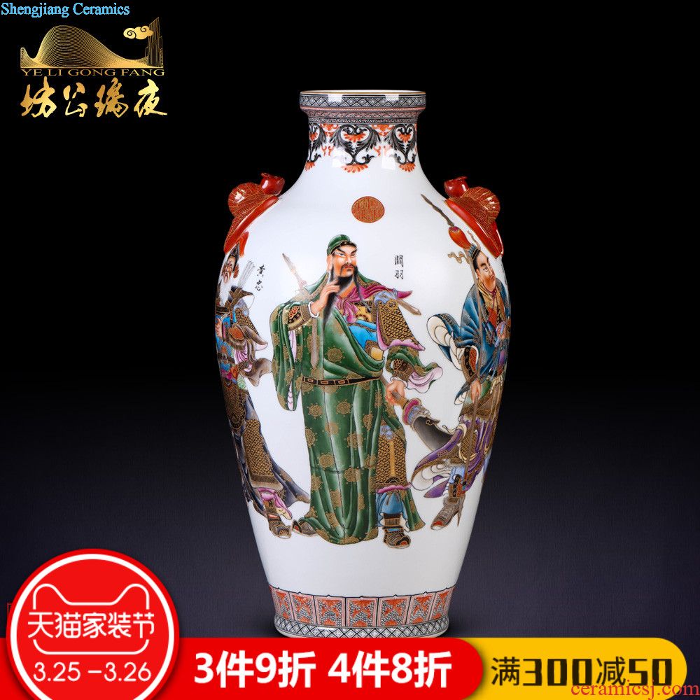 Jingdezhen ceramic vase imitation qing qianlong enamel color peacock flower implement Chinese style household adornment play furnishing articles