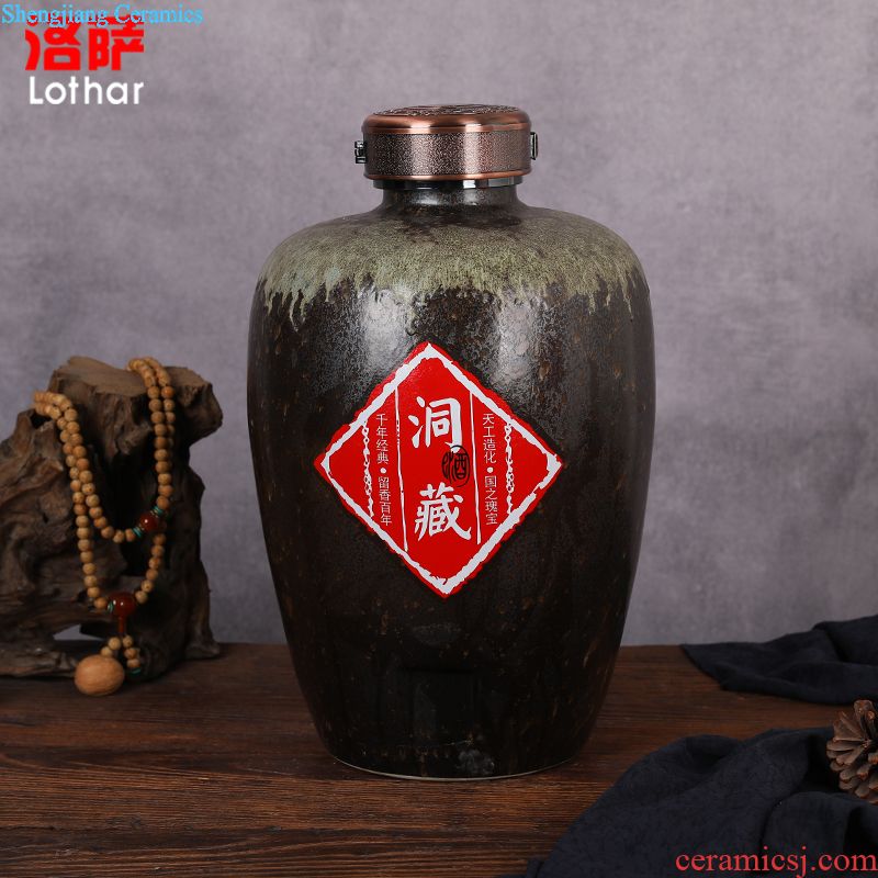 Jingdezhen ceramic jars 50 kg bottle wine wine jar GuanPing it hip seal belt filter tap