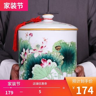 Jingdezhen ceramic grain storage tank food grains, sealed cans household caddy receive a case storage tanks