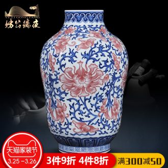 Jingdezhen ceramics vases, flower arranging hand-painted CV 18 spring scenery furnishing articles new Chinese style living room TV cabinet decoration