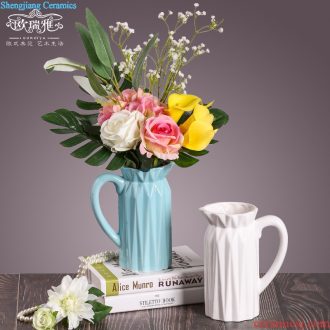 Contemporary and contracted simulation flower flower vase continental table sitting room adornment furnishing articles creative ceramic arts and crafts