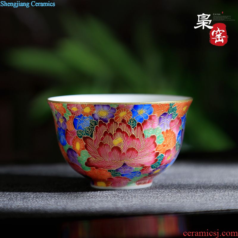 Jingdezhen tea ceramic cups Grilled hand-painted flowers large master sample tea cup individual cup cup single cup and flowers and birds