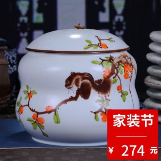 Jingdezhen ceramic hand-painted caddy large puer tea pot box general household handmade quality restoring ancient ways