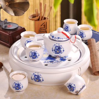 Blower, tea set Home of a complete set of tea sets jingdezhen ceramic cups of marble kung fu tea pot lid bowl