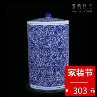 Jingdezhen ceramic new Chinese style ceramic storage tank with cover household decoration store canned tea dry pot