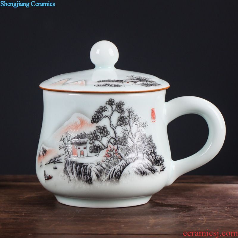 Vacuum cup double ceramic bladder curing cup with a cup of tea cup business gifts cup jingdezhen men and women