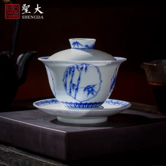 Holy big ceramic kung fu masters cup hand-painted porcelain cups landscape poetry sample tea cup all hand of jingdezhen tea service