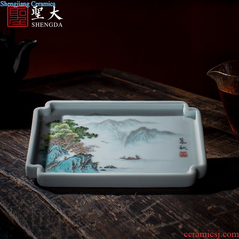 Santa jingdezhen blue and white sample tea cup pure manual ball butterfly ceramic hand-painted paint powder enamel high-end host a cup of tea cups