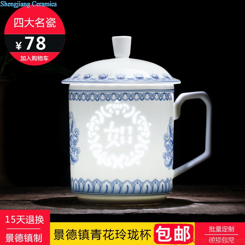 Jingdezhen filtering hand-painted ceramic cups with cover large ceramic cups water glass tea cup set office