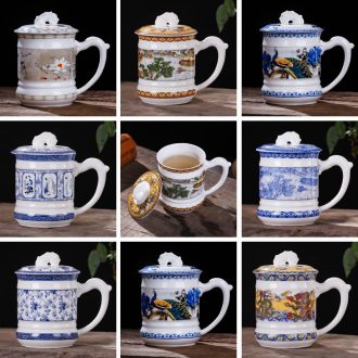 Jingdezhen ceramic cups with cover office filter tea cup gift dragon cup suit with thick glass mugs