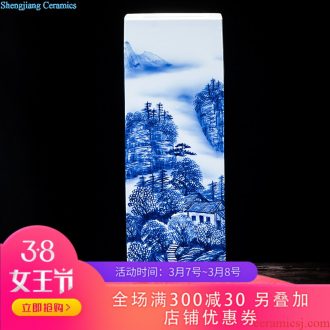 Master of jingdezhen ceramics hand-painted quiver jiangnan town blue and white porcelain vase painting and calligraphy calligraphy and painting study furnishing articles