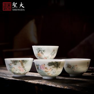 Holy big ceramic kung fu tea pot hand-painted color ink lake mountain beautiful sceneries teapot single pot of pure manual of jingdezhen tea service