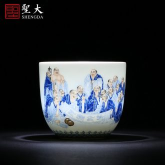 Santa teacups hand-painted ceramic kung fu new color landscape four scene - cup master cup sample tea cup set of jingdezhen tea service
