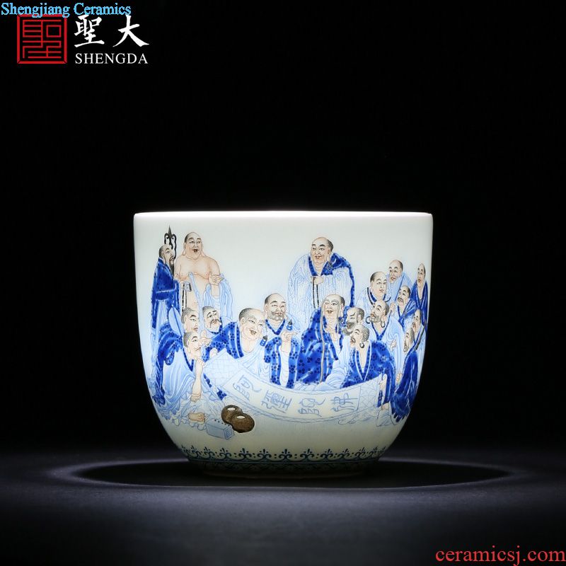 Santa teacups hand-painted ceramic kung fu new color landscape four scene - cup master cup sample tea cup set of jingdezhen tea service