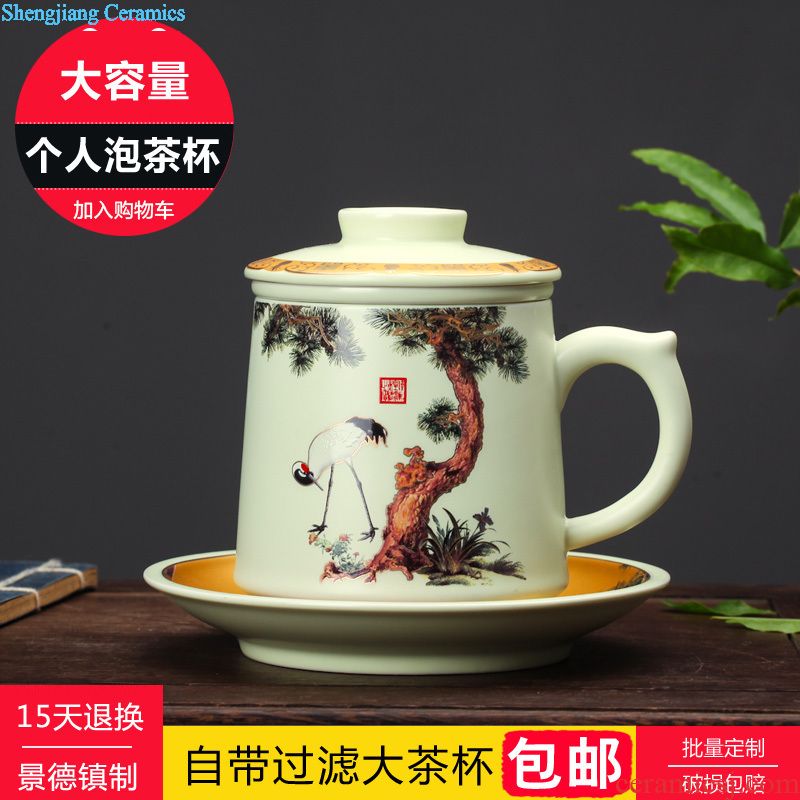 Jingdezhen ceramic cups with cover bone porcelain cup household porcelain bowl glass office meeting 10 only to custom