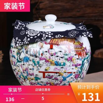 Jingdezhen ceramic cake tea cake the seventh, peulthai the large tea caddy household box seal pot