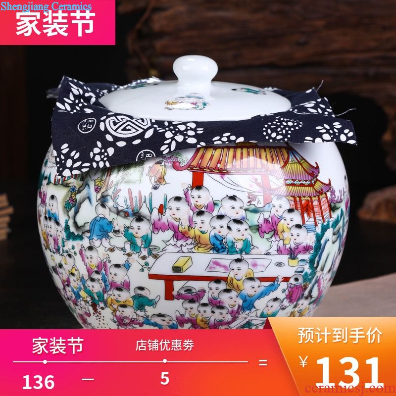 Jingdezhen ceramic cake tea cake the seventh, peulthai the large tea caddy household box seal pot