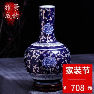 Master of jingdezhen ceramics hand-painted mesa cranes big vase vases, modern household crafts