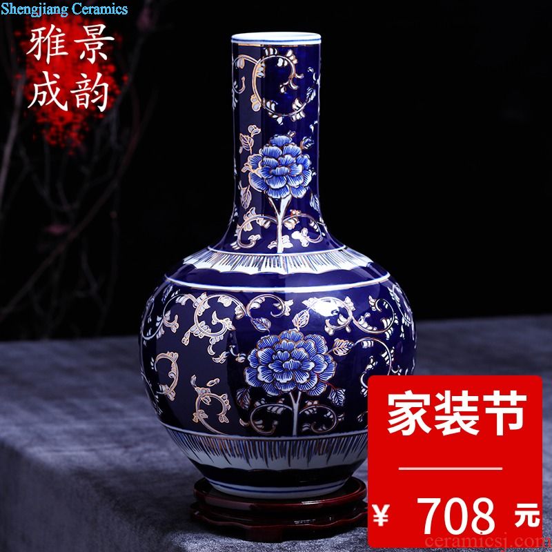 Master of jingdezhen ceramics hand-painted mesa cranes big vase vases, modern household crafts