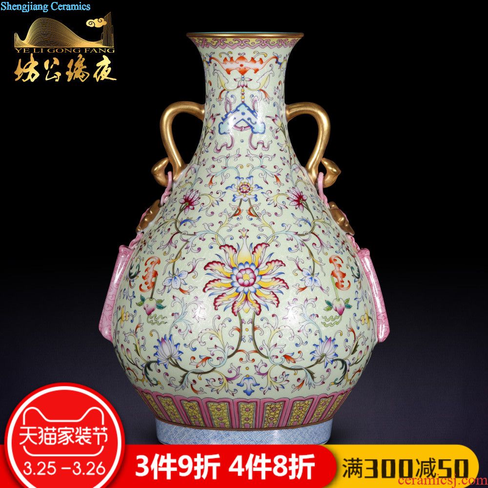 Jingdezhen ceramics furnishing articles imitation qing qianlong youligong longfeng okho spring vases, flower arrangement sitting room adornment