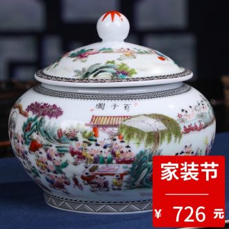Jingdezhen ceramic tea pot enamel POTS awake pu 'er tea cake tin box seal pot