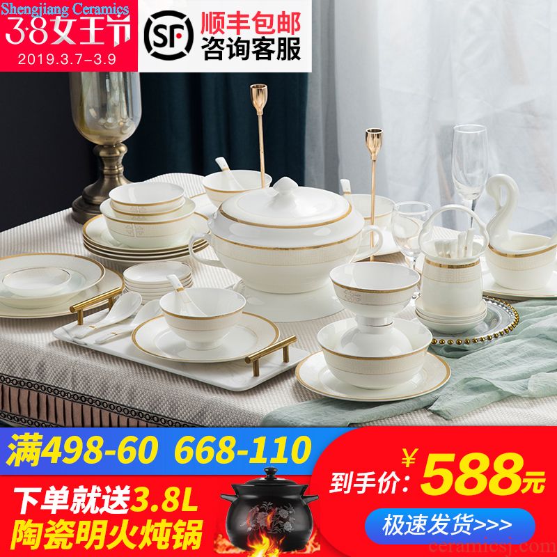 Bowl of free combination of jingdezhen ceramics high job rainbow noodle bowl soup bowl Household of Chinese style bowl dish dish practical tableware