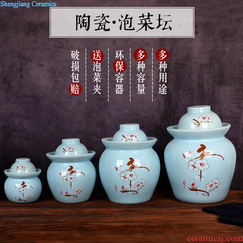 Jingdezhen ceramic bottle 1 catty decorative bottle of white wine bottle seal hip storing wine bottle home jars container with a gift