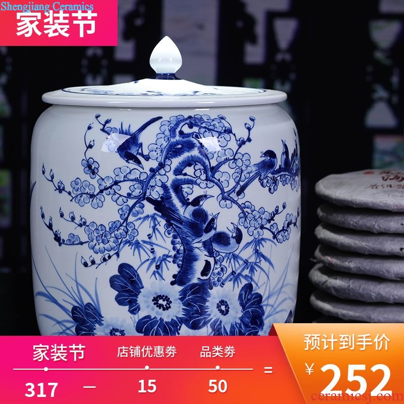 Jingdezhen ceramics tea cake caddy large seal decorative pot sitting room household act the role ofing is tasted snack jars