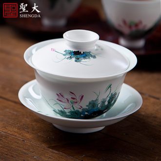 The big hand painted lotus kung fu jingdezhen ceramic sample tea cup tea cups manual single cup bowl with fine powder enamel